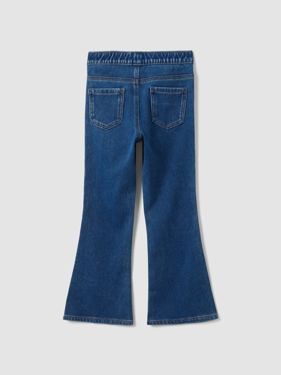 Girls&rsquo; blue flare jeggings in stretch cotton_1