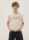 Boy's regular fit beige pure cotton T-shirt with print_0