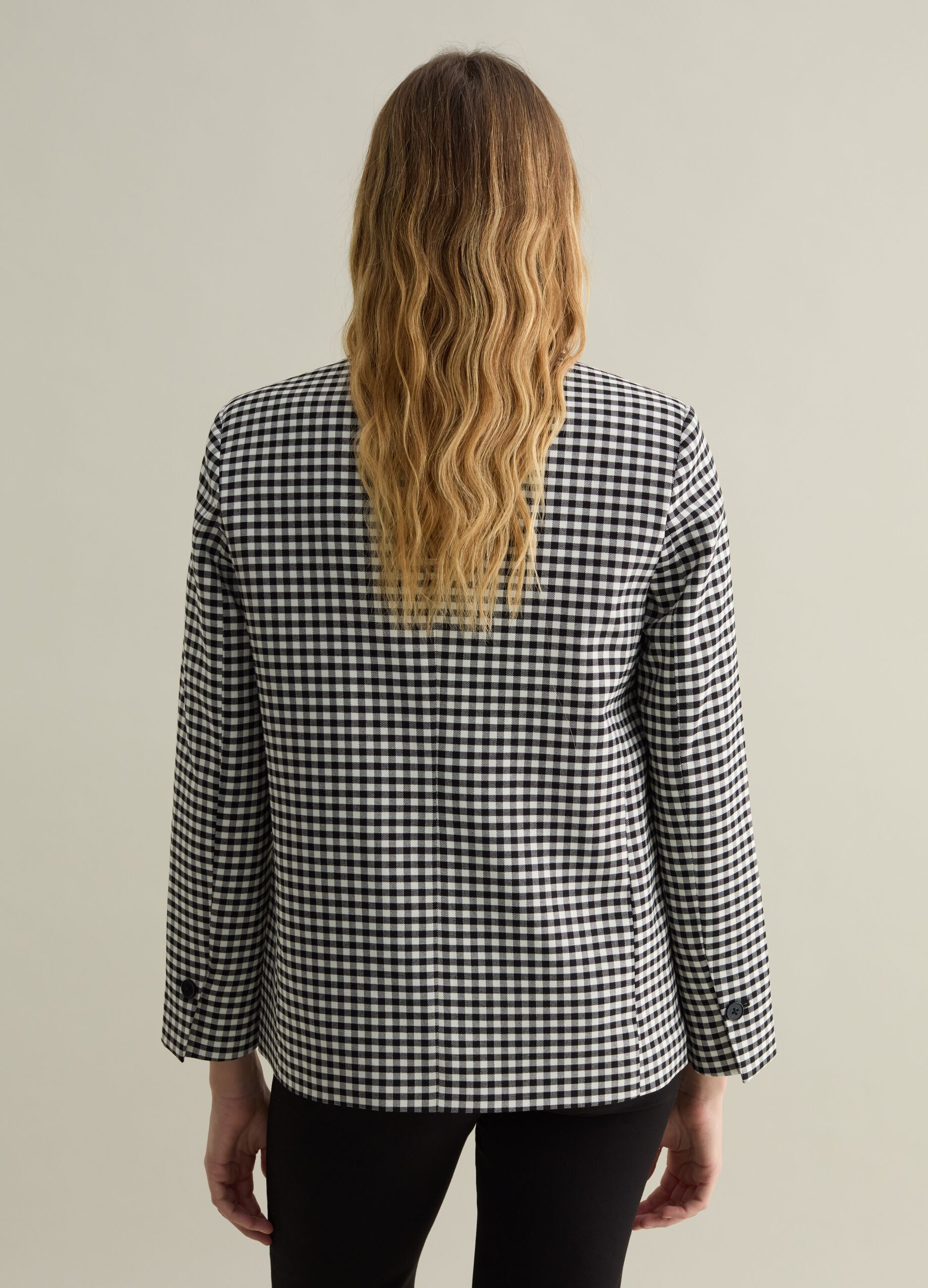 Gingham double-breasted blazer