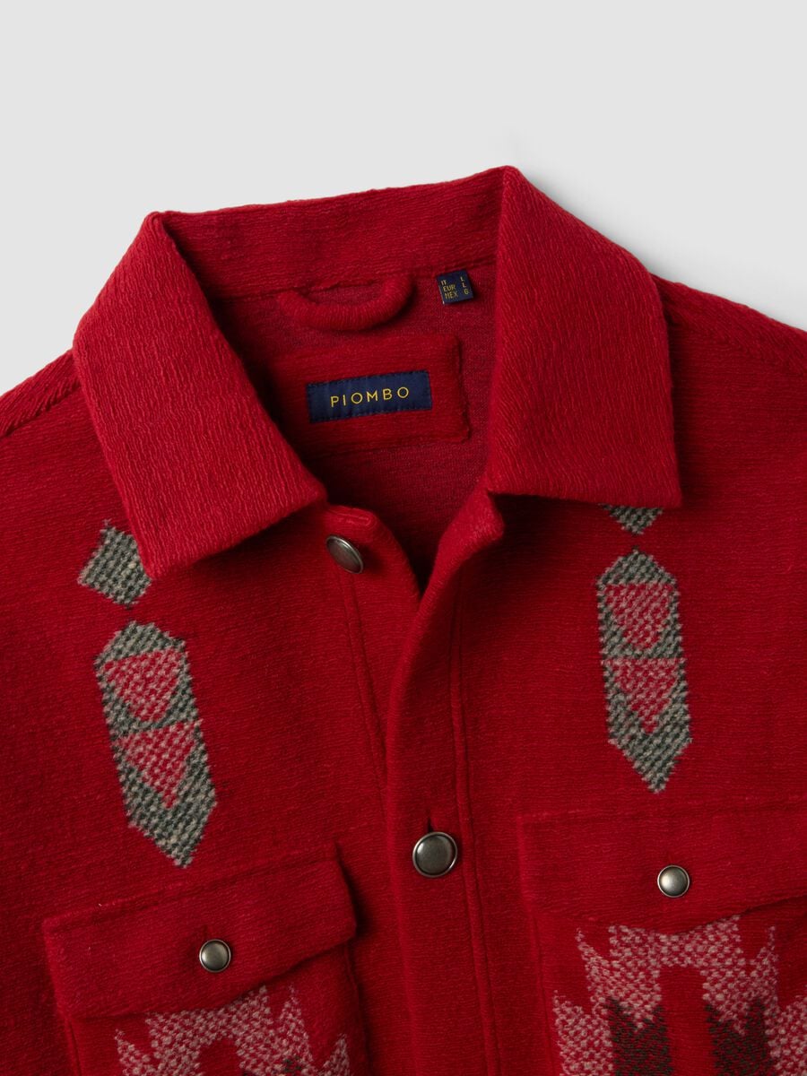 Shacket rossa regular fit con fantasia jacquard_5