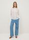 Blue wide leg denim trousers in pure cotton with elastic waistband_0