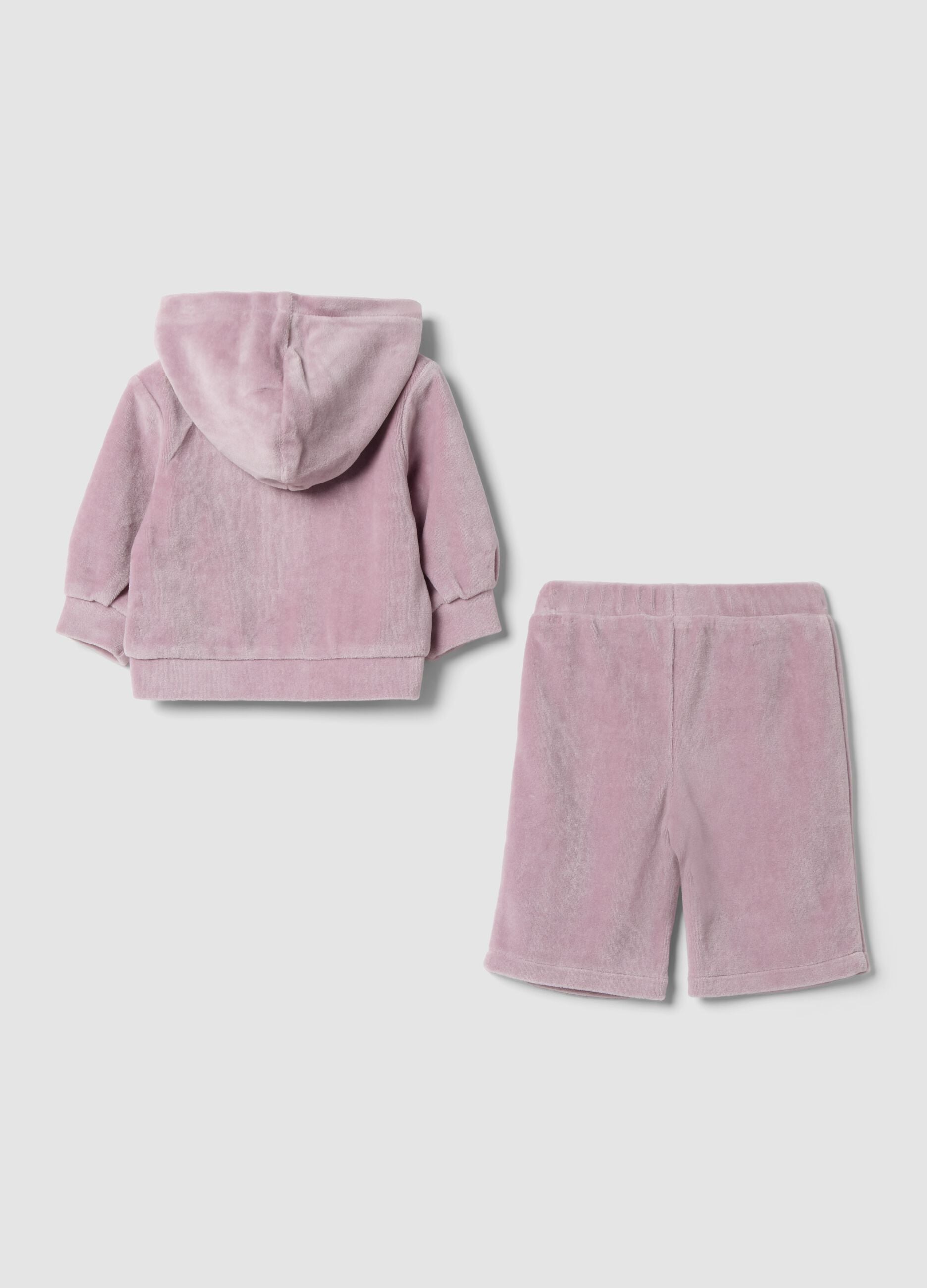 Conjunto rosa em mistura de algod&atilde;o org&acirc;nico com sweatshirt e cal&ccedil;as