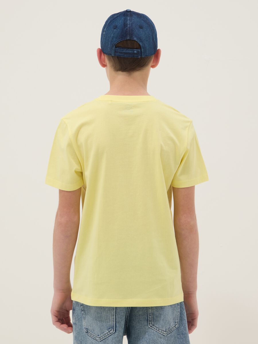 Yellow pure cotton boys' regular fit t-shirt with print_1