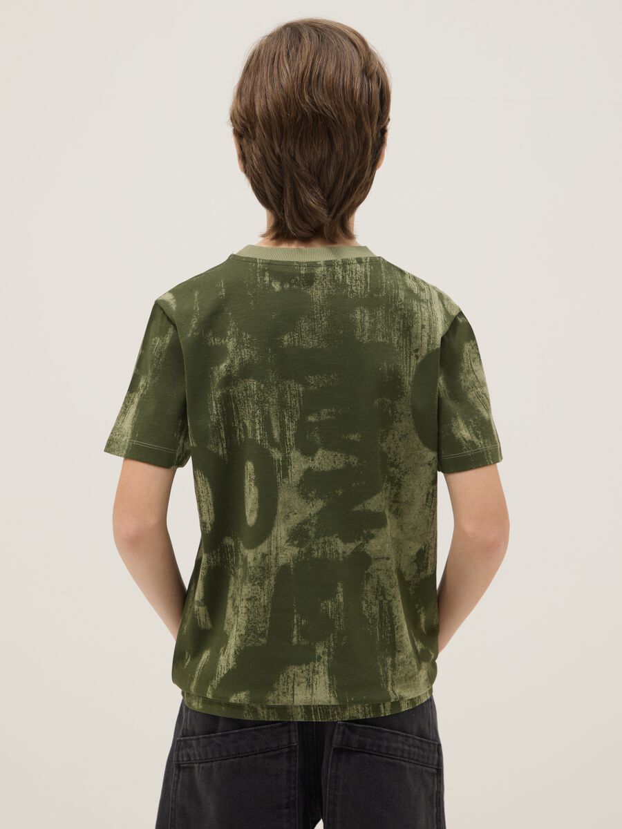 Boys' Green Pure Cotton Regular Fit T-Shirt with Prints_1