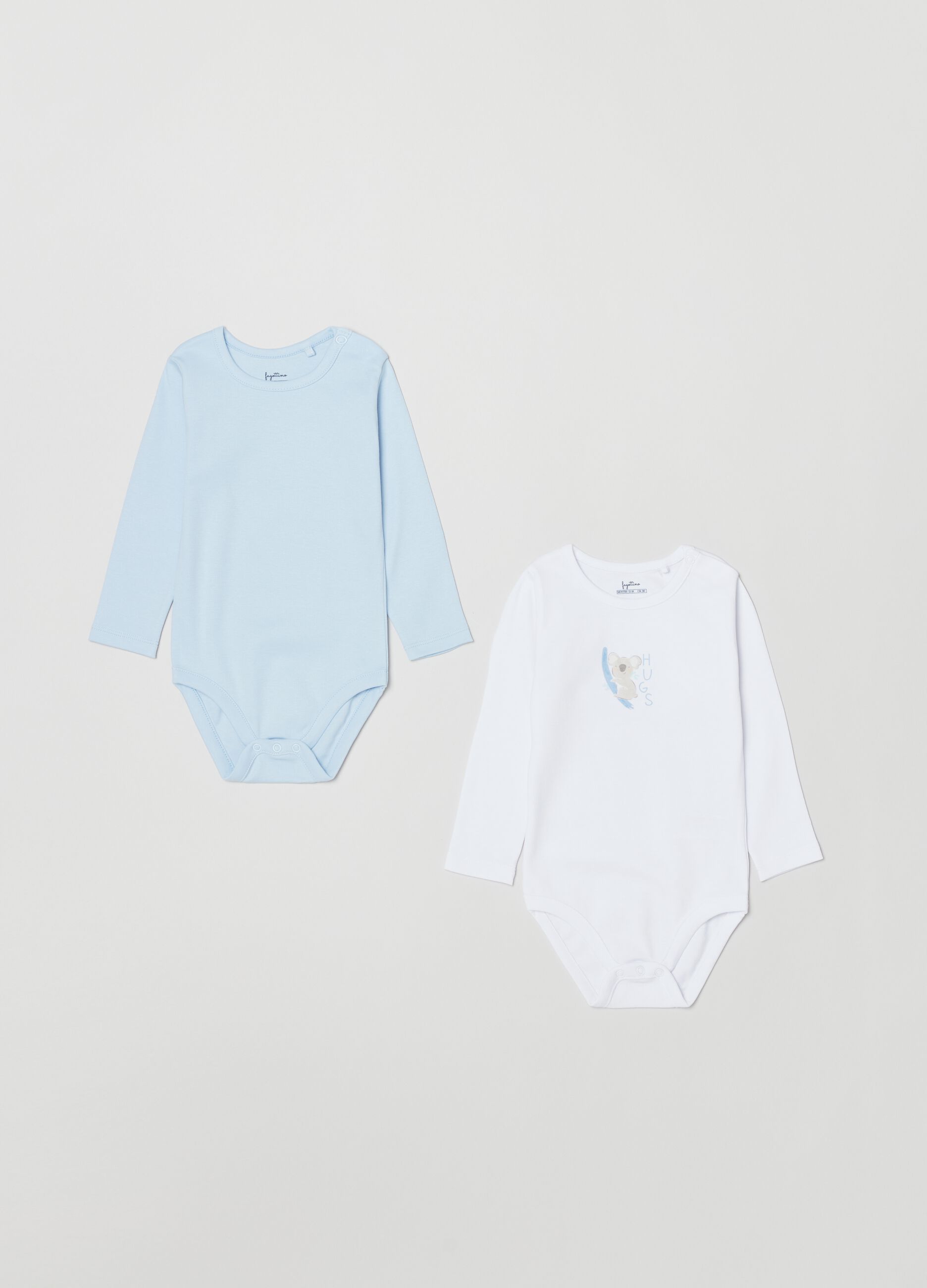 Two-pack long-sleeved bodysuits in cotton