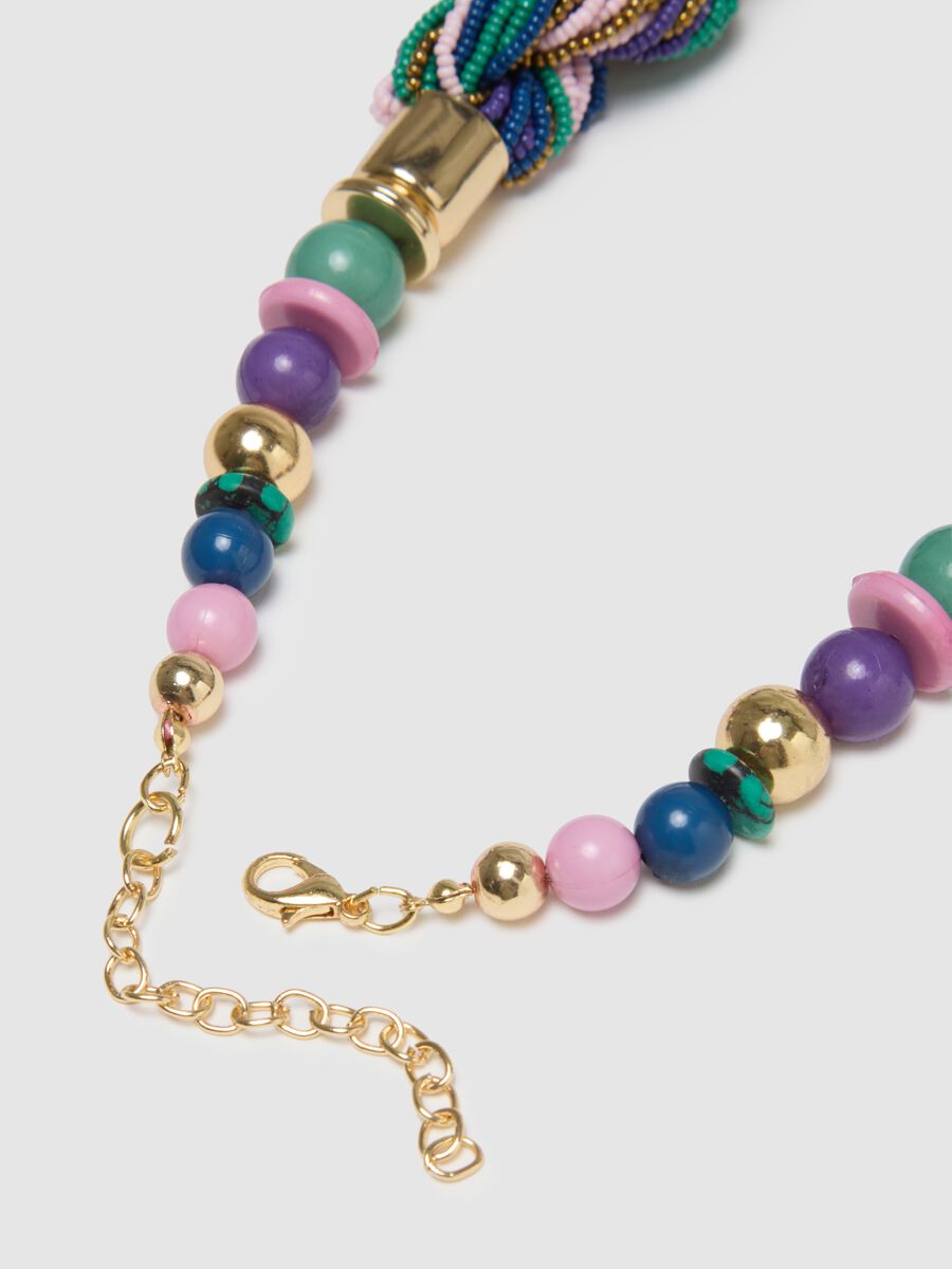 Multicolour glass necklace with woven design_1