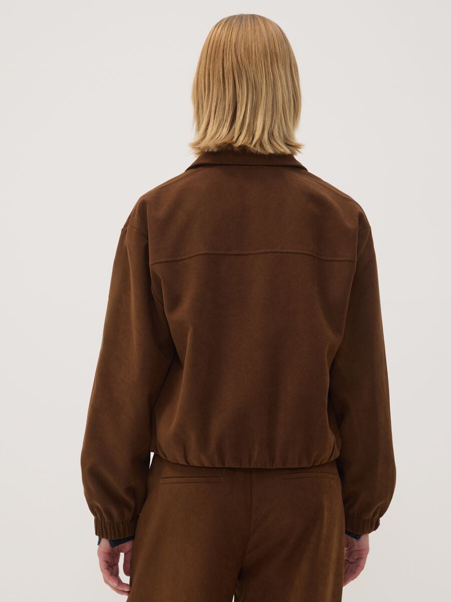 Brauner Stretch-Blazer mit Reissverschluss, Oversize-Fit_3