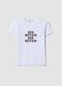 Wei&szlig;es, figurbetontes T-Shirt aus reiner Baumwolle mit Six-Seven-Frontprint_4