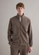 Brown cotton blend regular fit sweatshirt with full zip and high collar_2