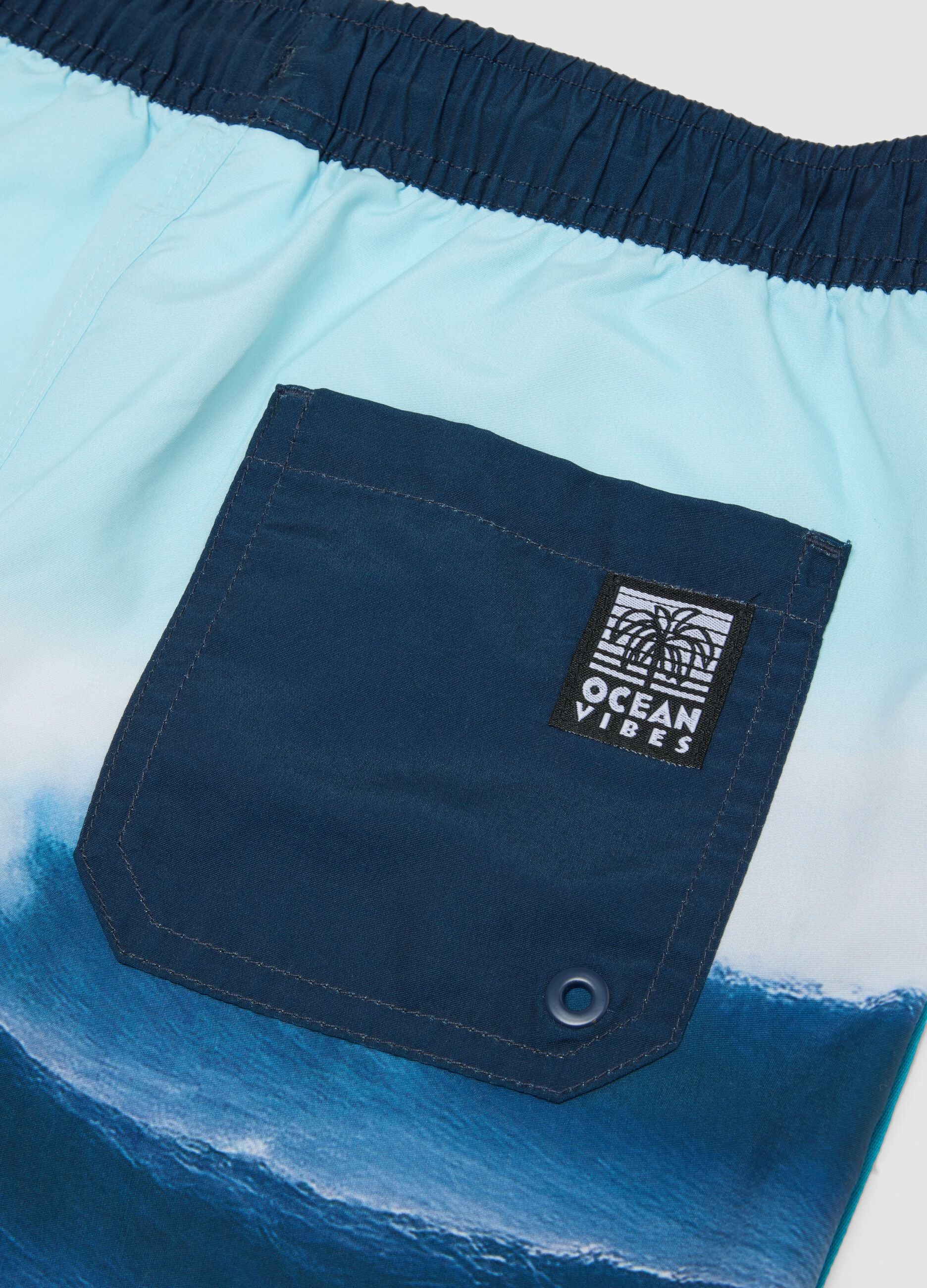 Boxer mare blu con stampa onde per ragazzo