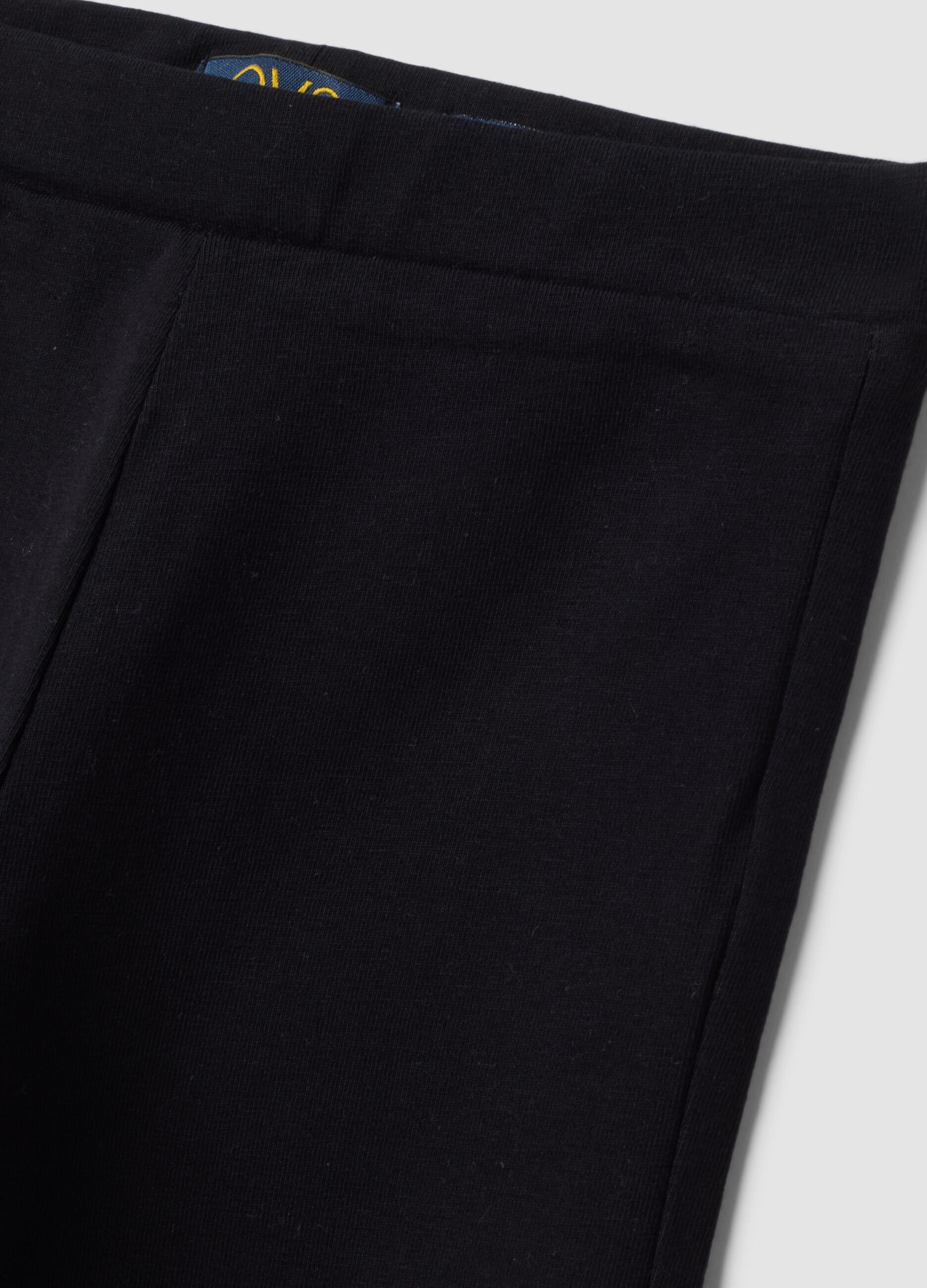 Black stretch cotton flared leggings for girls