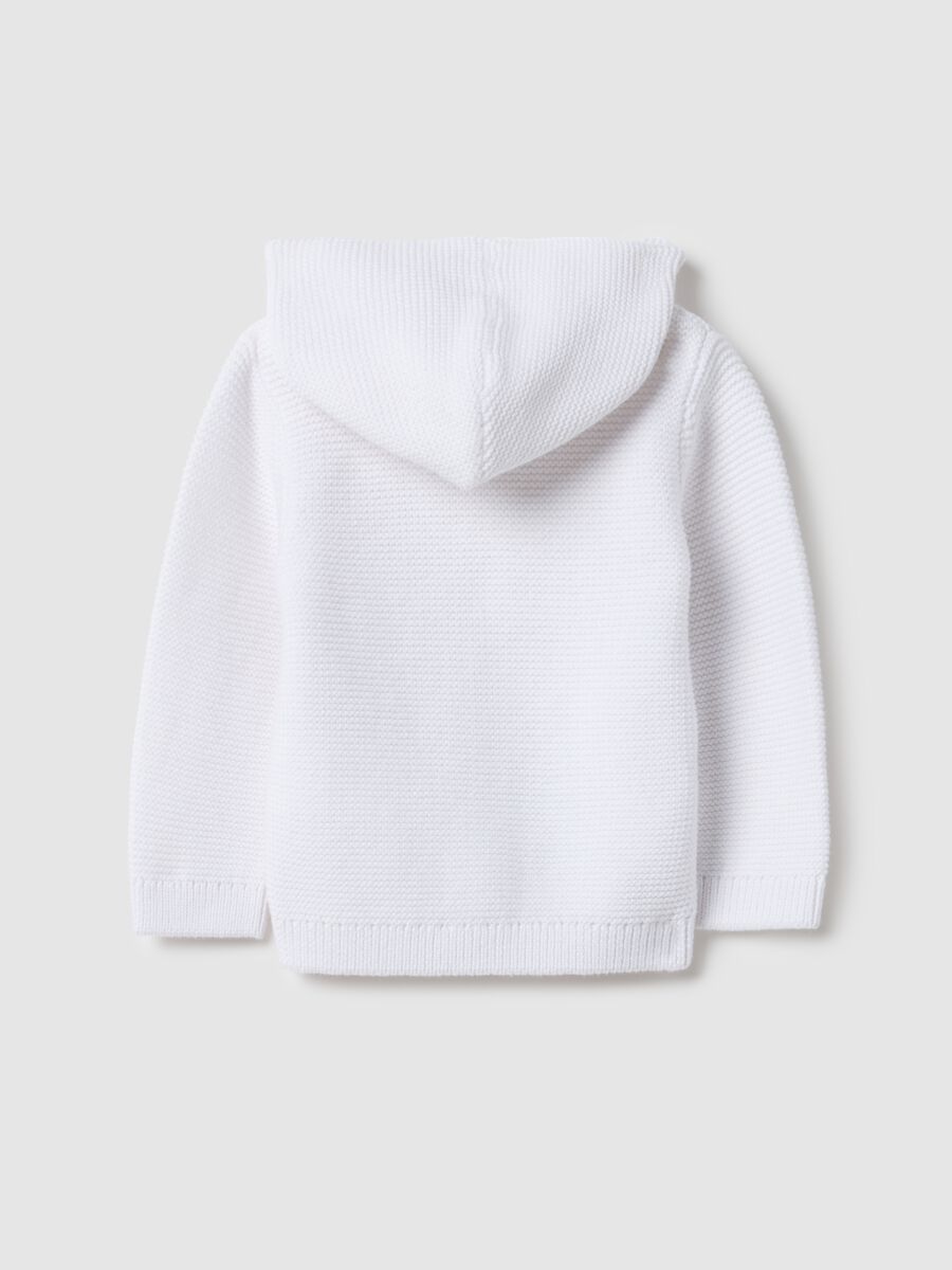 White pure cotton hoodie cardigan for infants regular fit_1