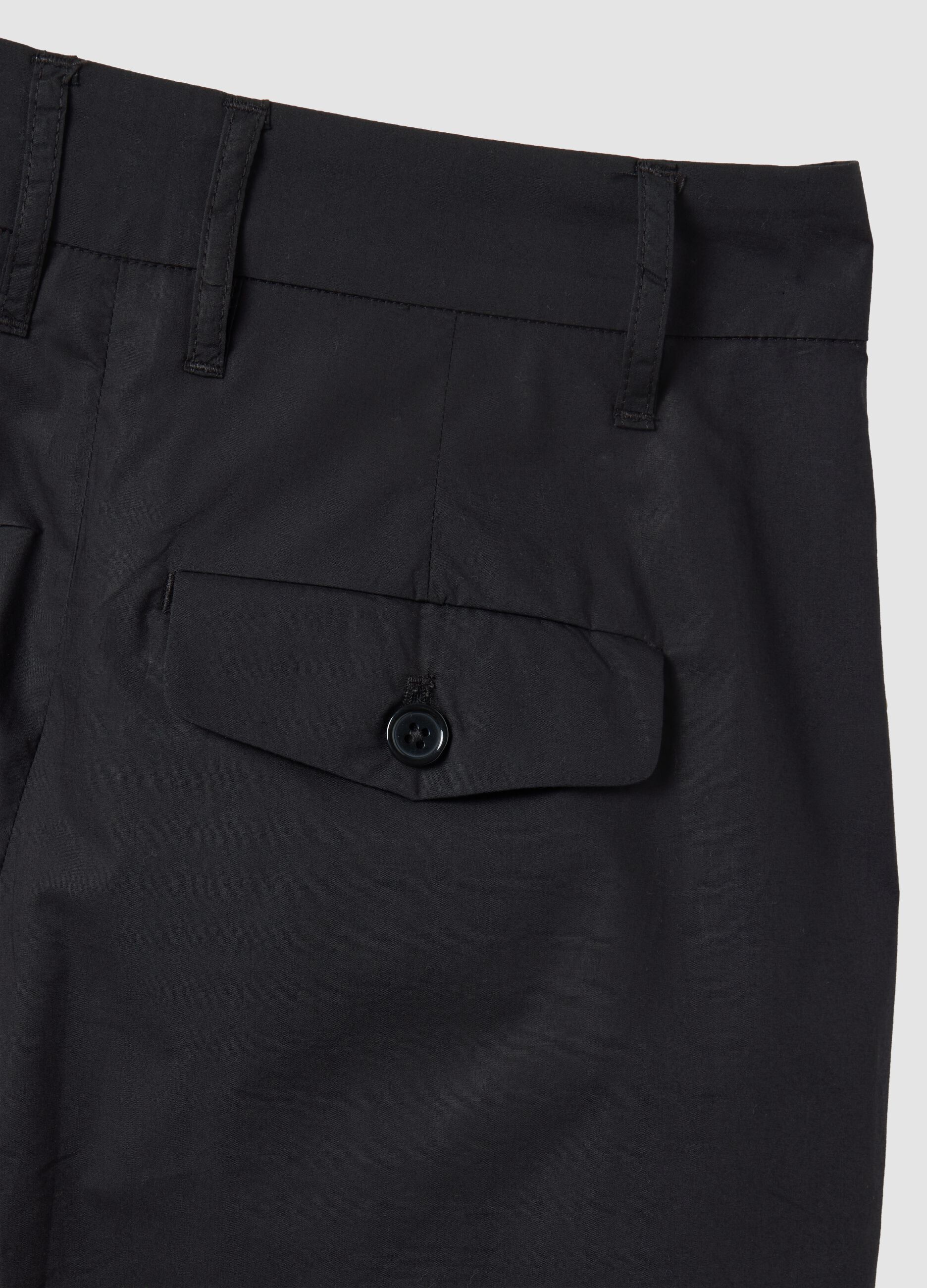 Black wide-leg pure cotton trousers