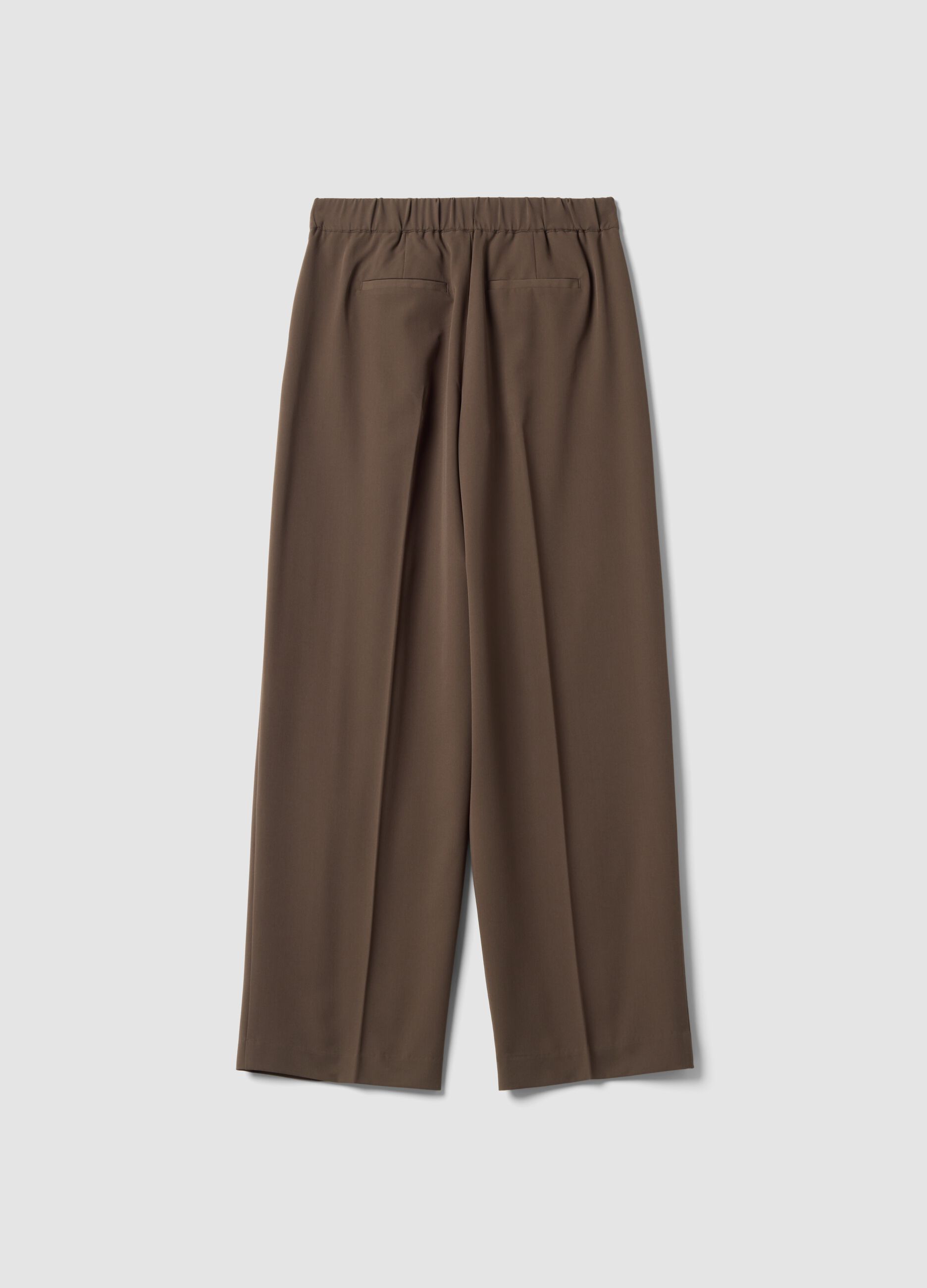 Pantaloni formali marroni in viscosa elasticizzata regular fit