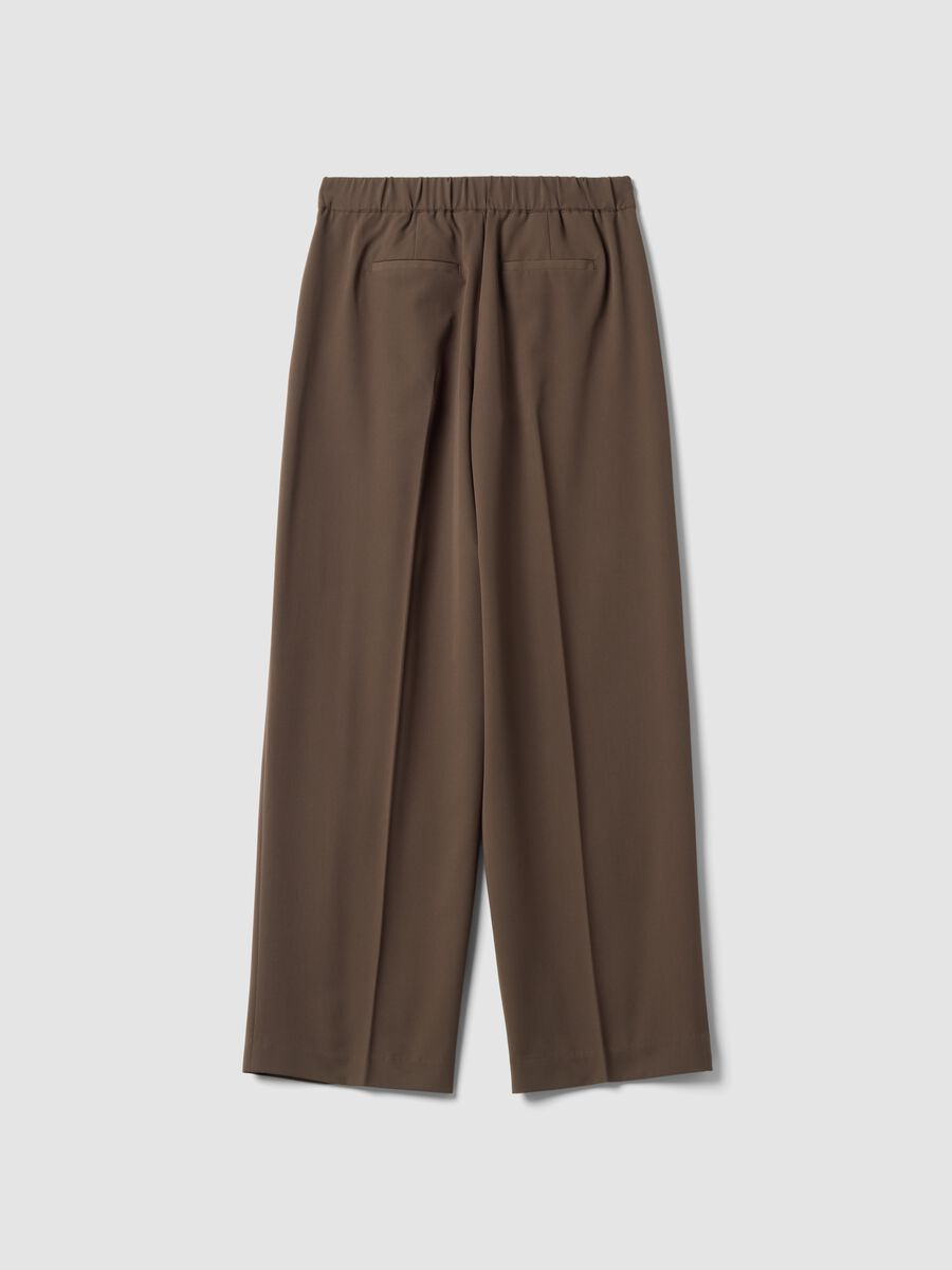 Pantaloni formali marroni in viscosa elasticizzata regular fit_2