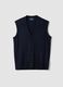 Blue viscose-blend waistcoat with deep V-neck, regular fit_0