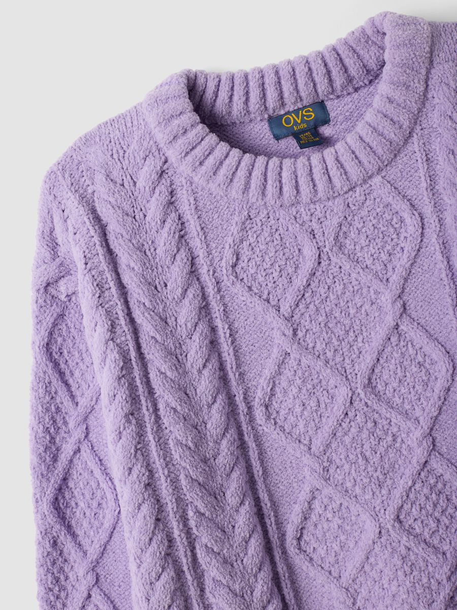 Purple and pink cable-knit crew neck jumper_2