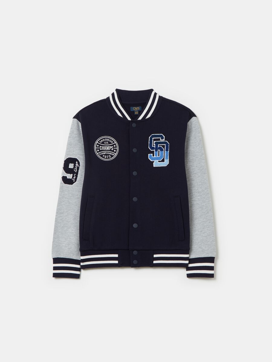 French terry varsity sweatshirt with patch_0