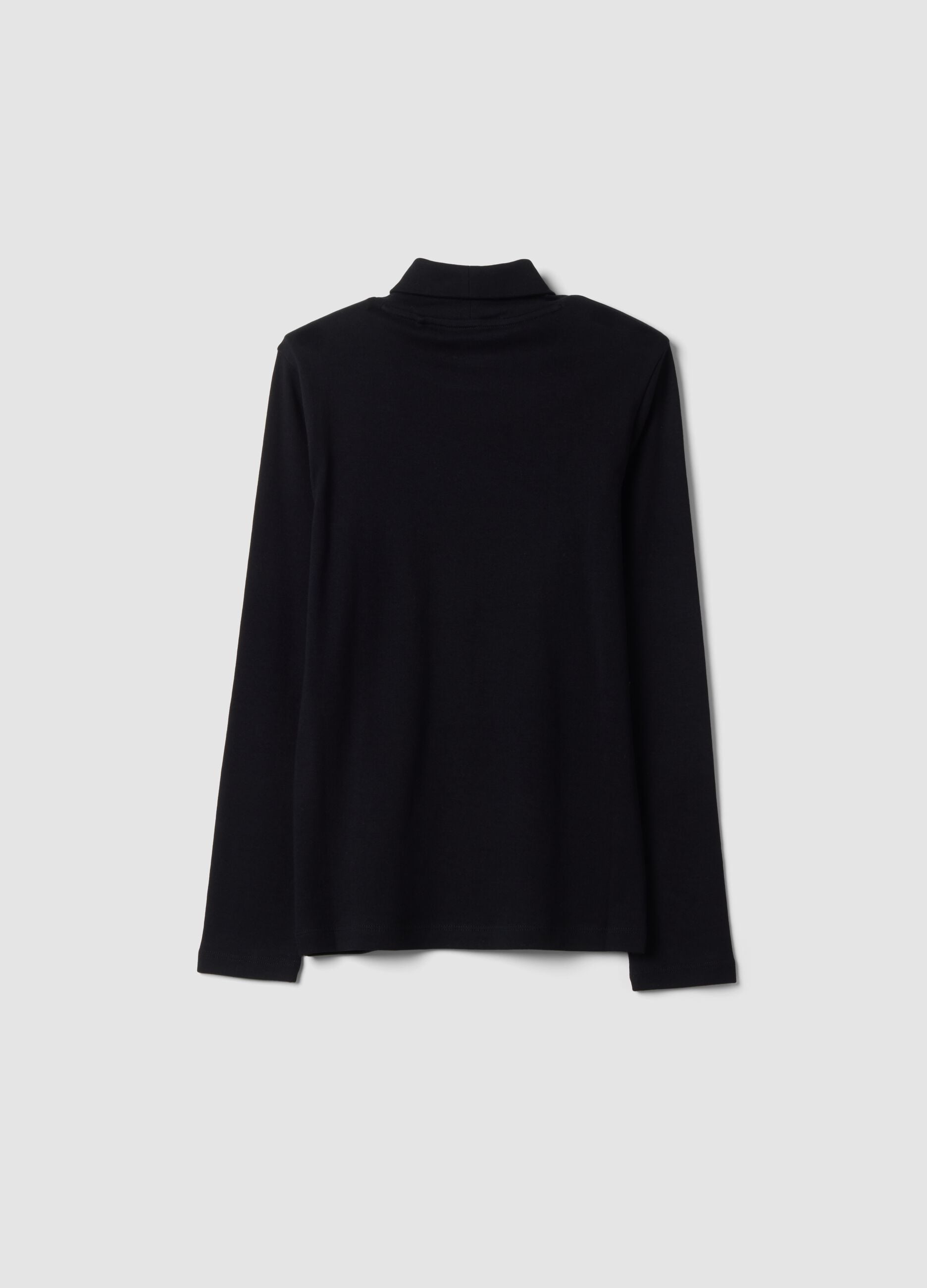 Black organic cotton turtleneck T-shirt