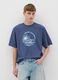 Men's 100% cotton blue boxy fit T-shirt with Surf Beach Bar print_0