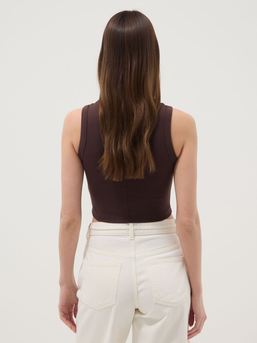 Braunes Crop-Top aus elastischer Baumwolle_3