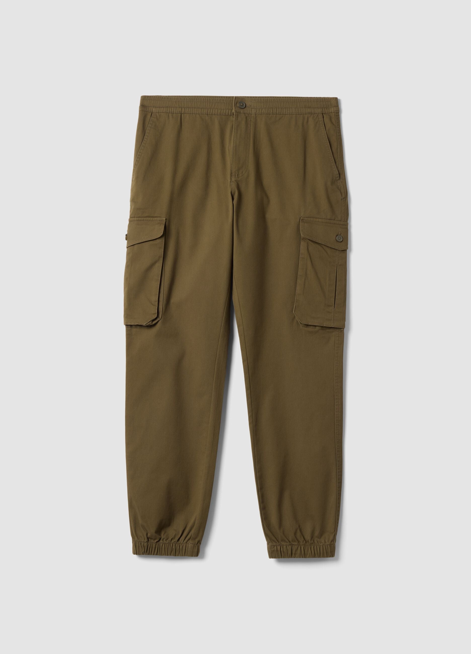 Gr&uuml;ne Cargo-Hose aus Stretch-Baumwolle im Regular Fit