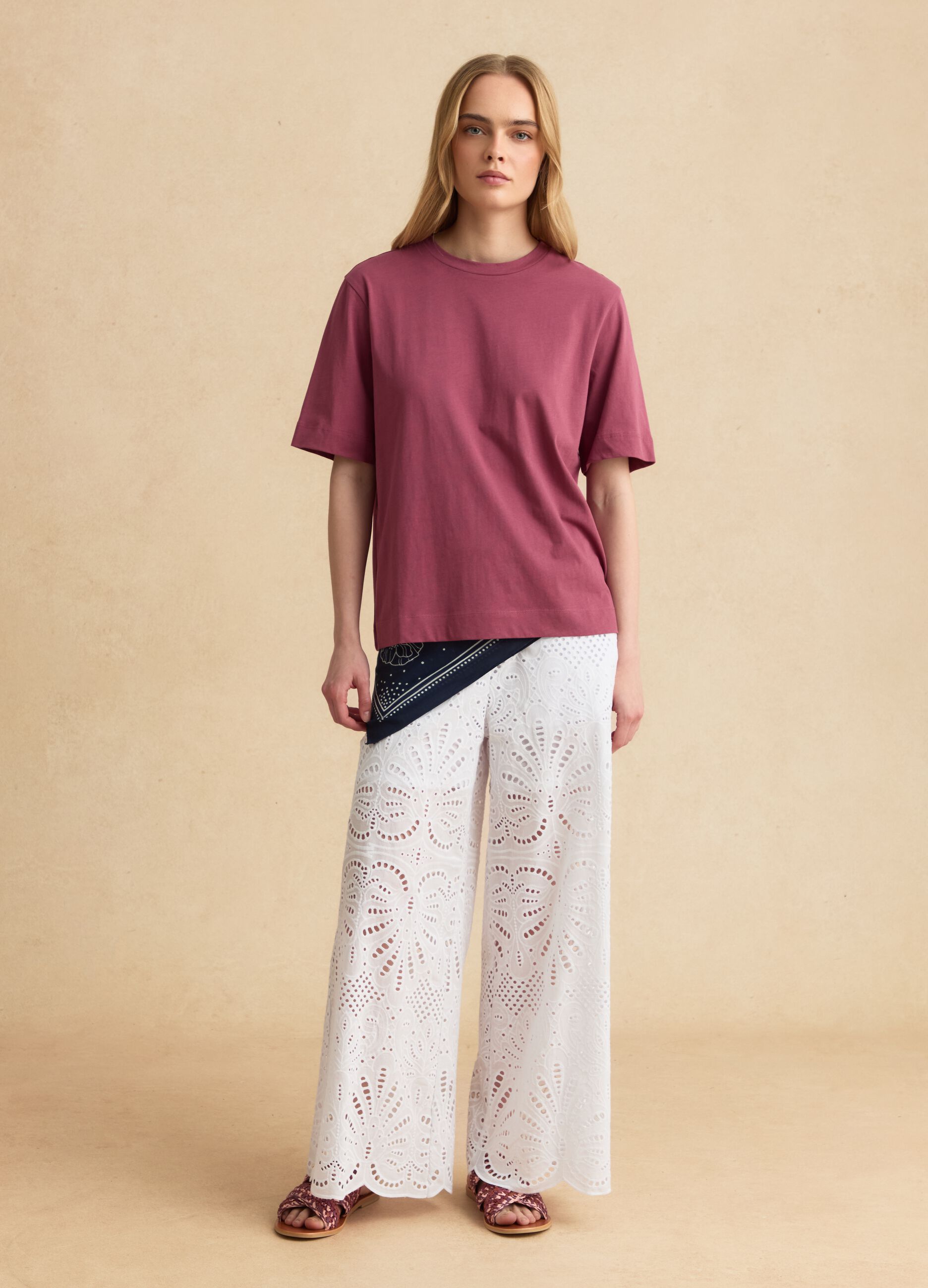 Purple short-sleeved pure cotton T-shirt