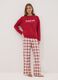 Red pure organic cotton crew-neck pyjamas_0