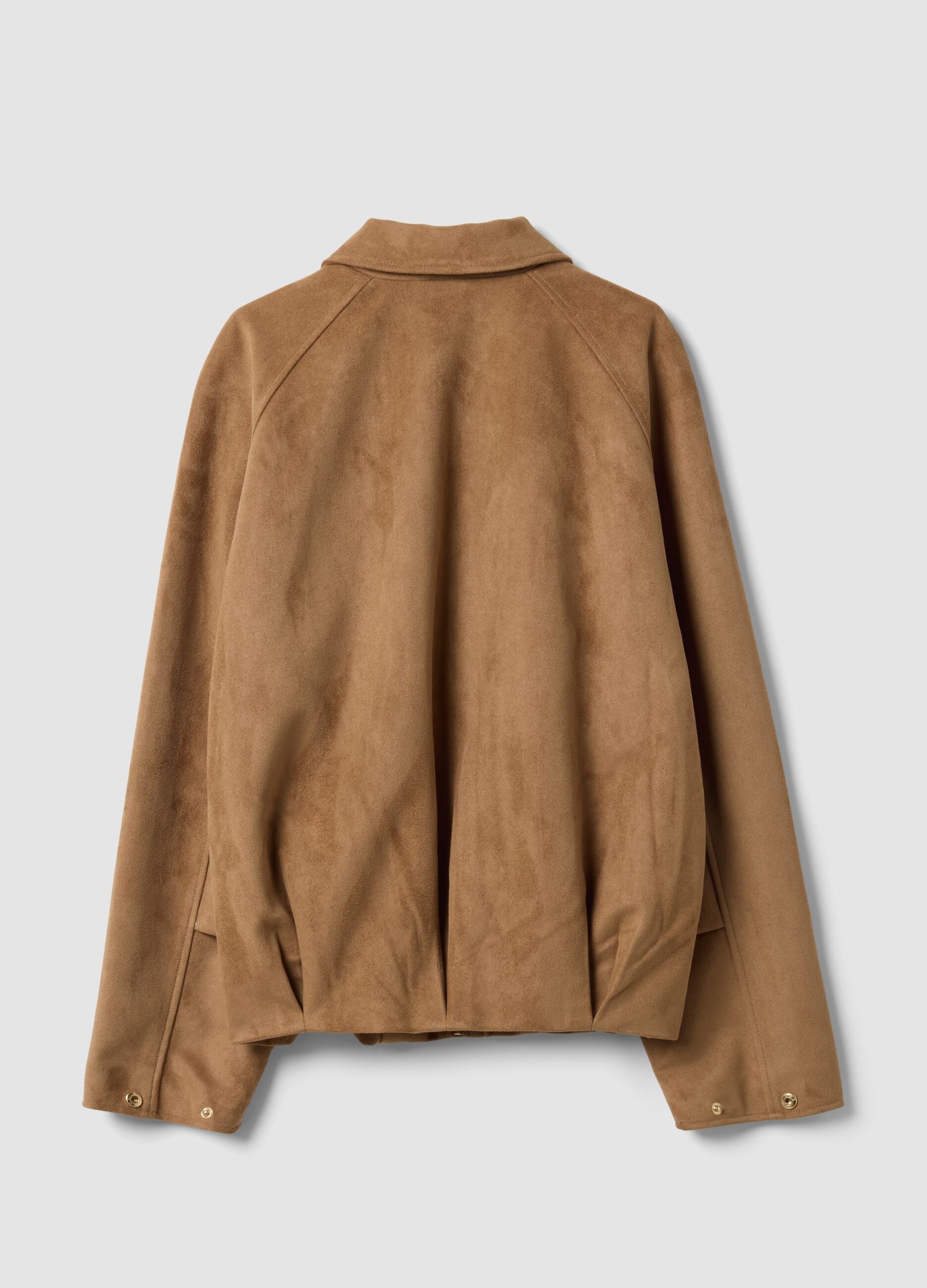 Beige regular-fit jacket with zip and buttons