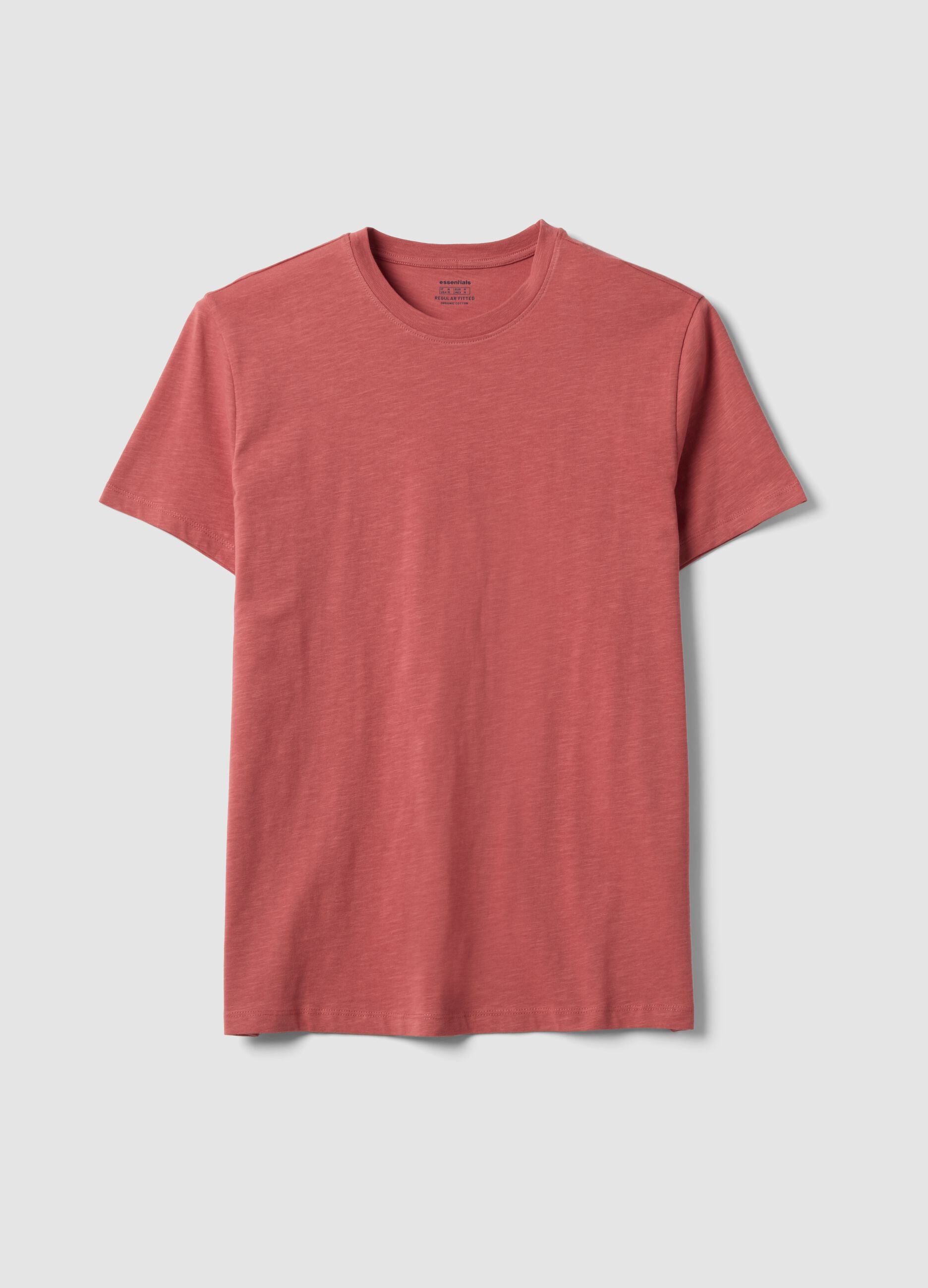 T-shirt rosa em algod&atilde;o puro de manga curta, corte regular