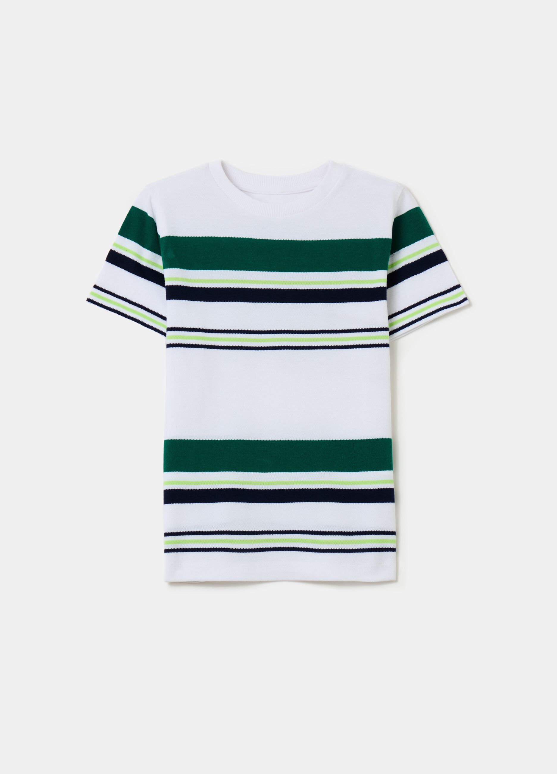Piquet T-shirt with striped pattern