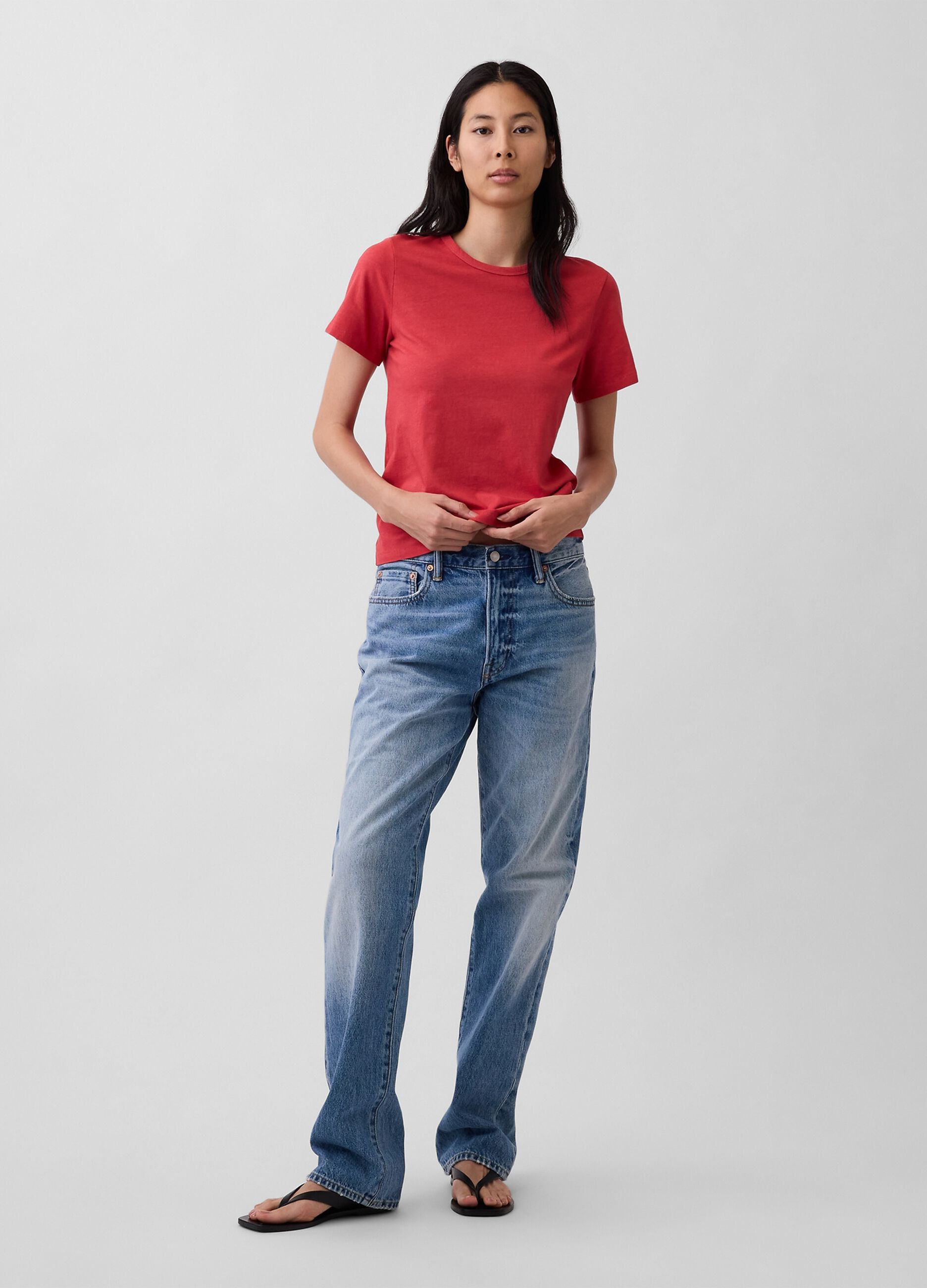 Red Crew Neck T-shirt in Pure Cotton Regular Fit