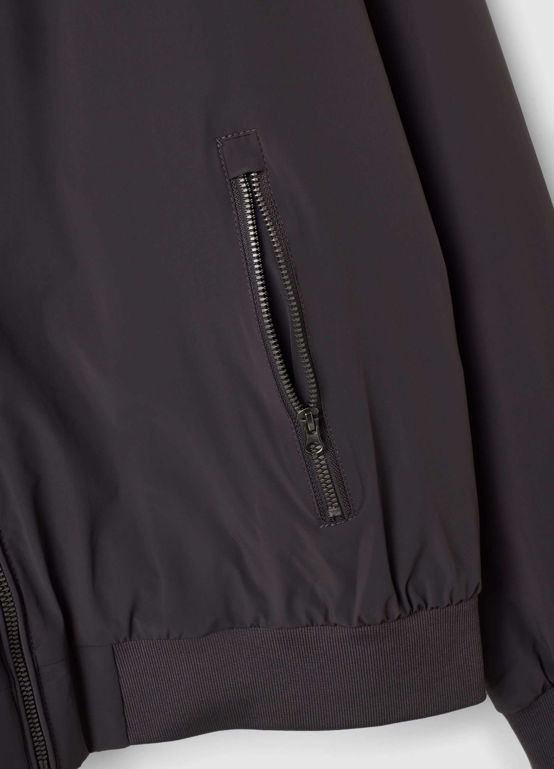 Black stretch-fabric jacket with zip