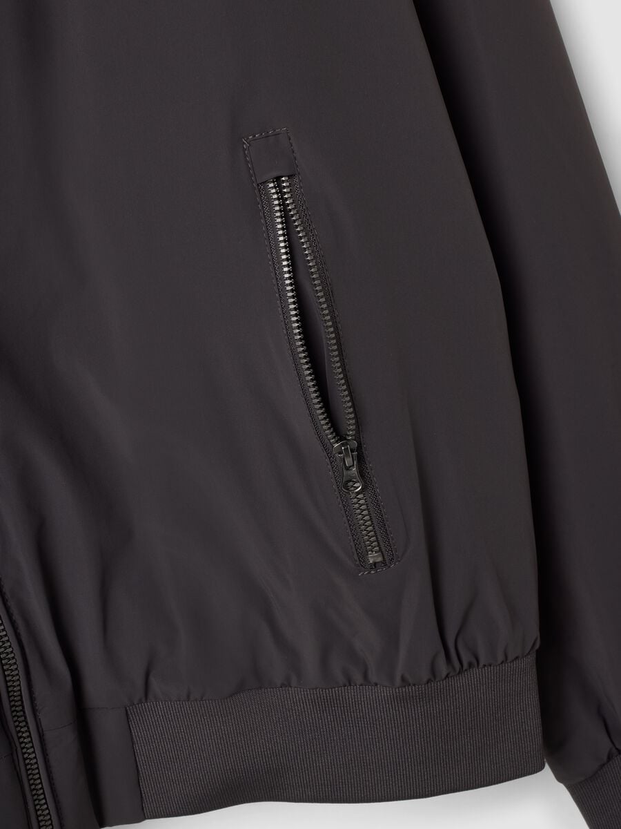 Black stretch-fabric jacket with zip_1