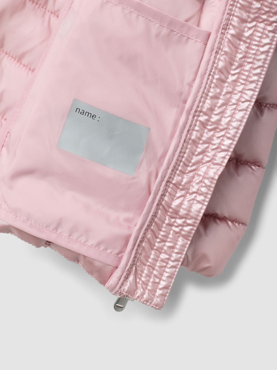 Pink Ultralight Hooded Puffer Jacket with Zip for Girls_2