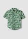Camisa verde em algod&atilde;o puro com estampado tropical_3