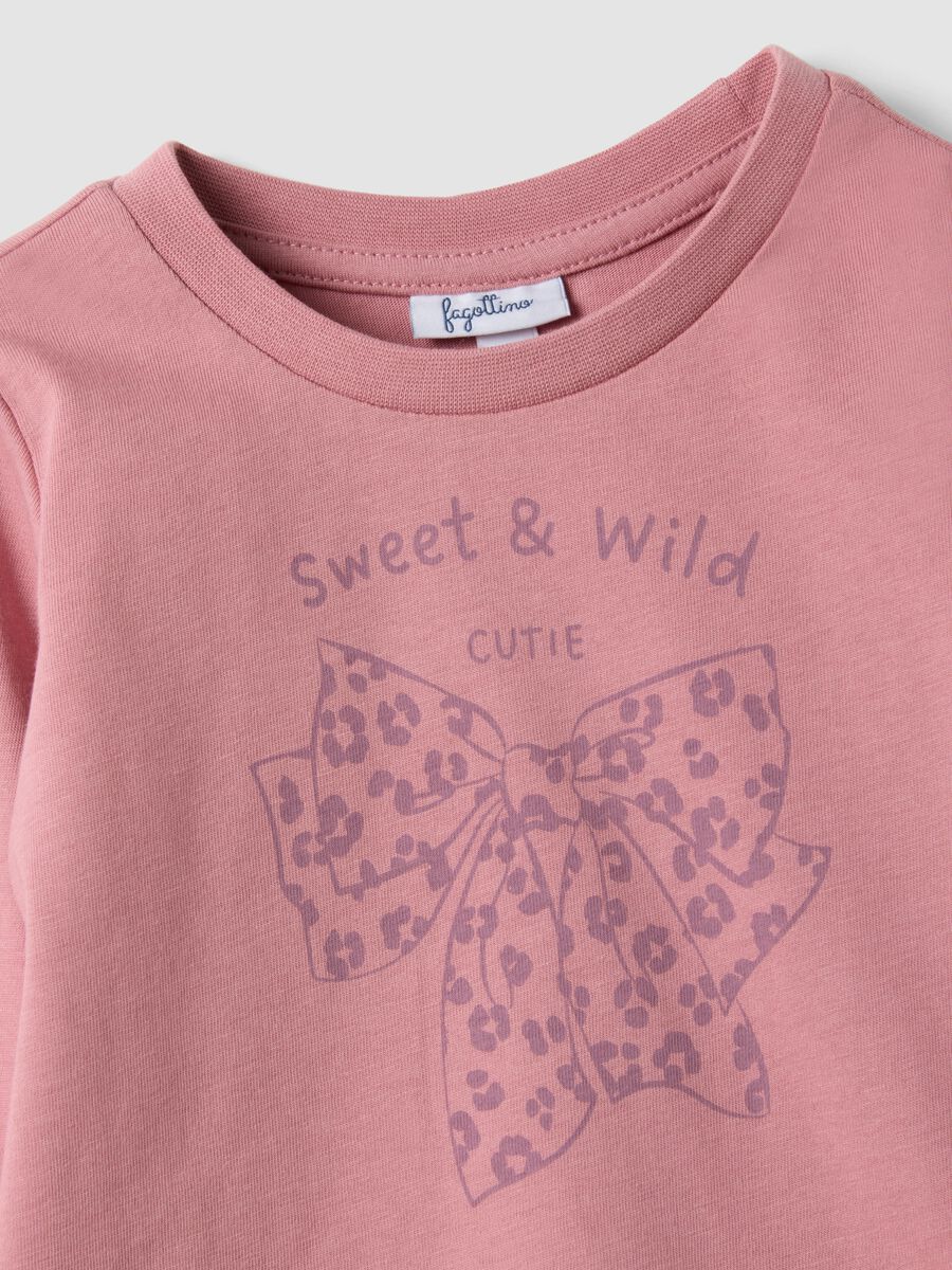 Rosa T-Shirt aus reiner Bio-Baumwolle mit Schleifenprint f&uuml;r Baby-M&auml;dchen_2