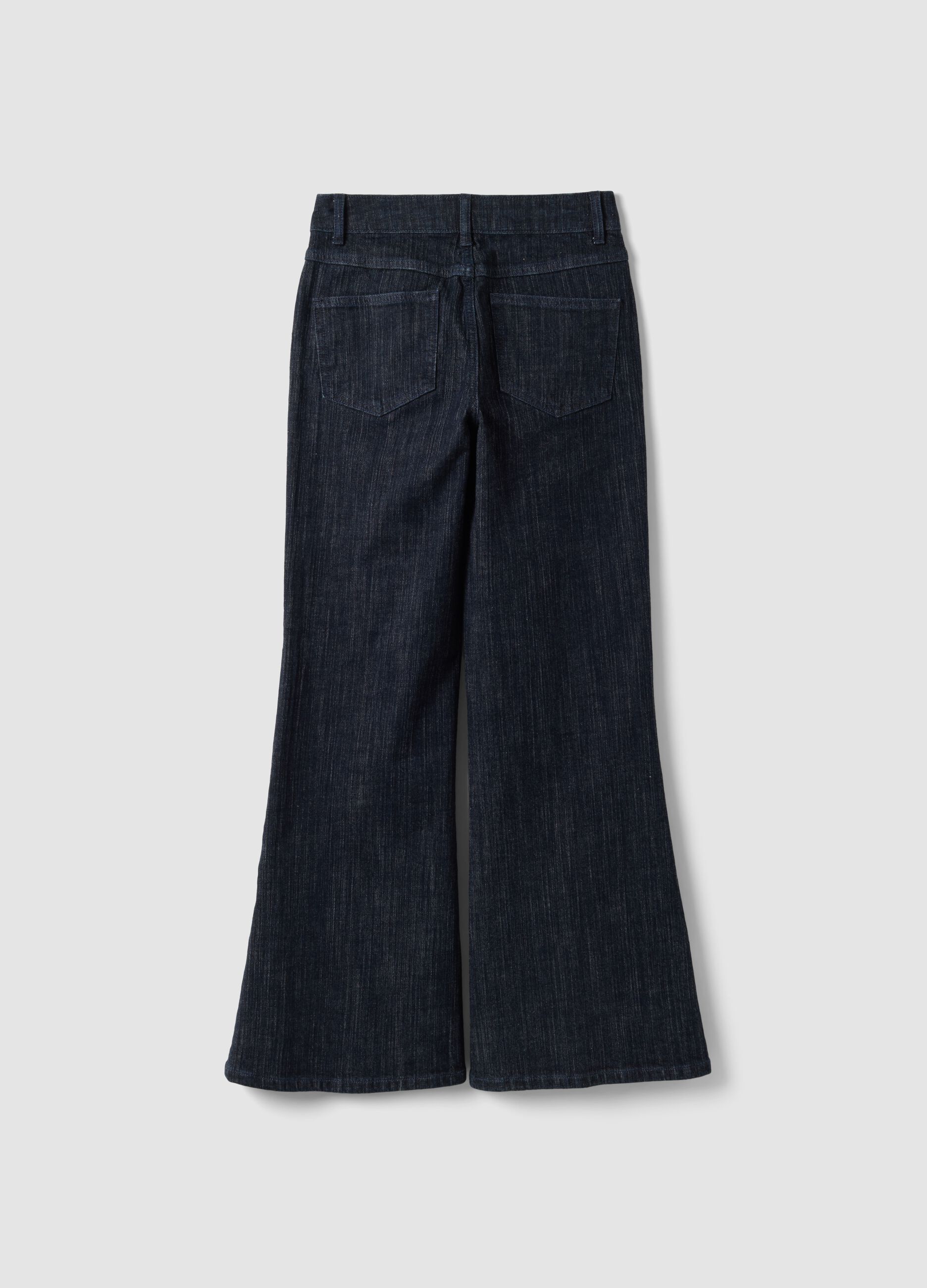 Jeans denim blu bootcut in cotone elasticizzato