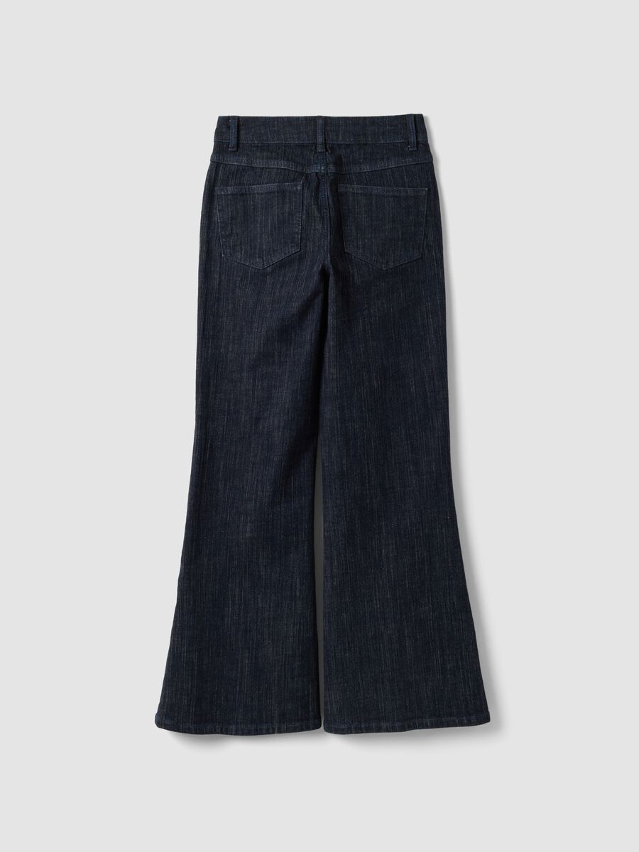 Jeans denim blu bootcut in cotone elasticizzato_2
