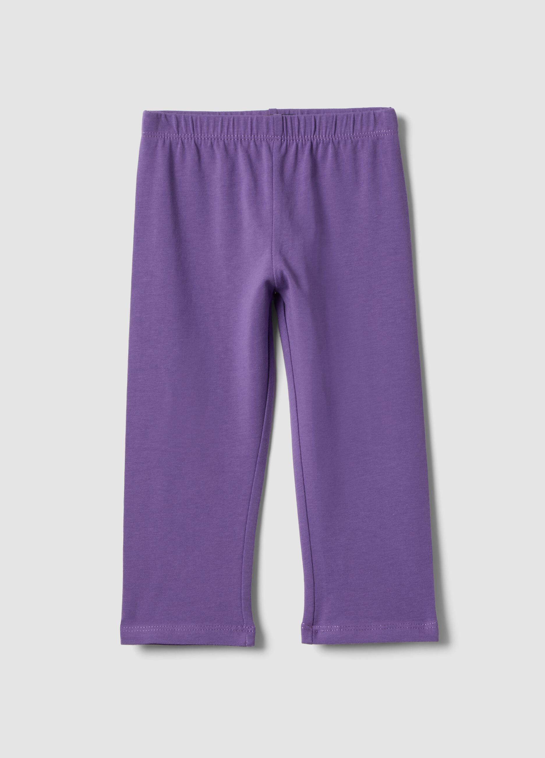 Purple slim fit cotton leggings for girls