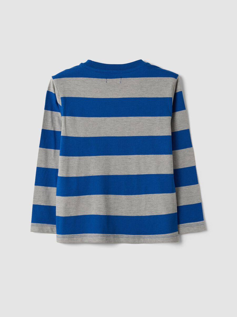 Multicoloured striped pure cotton crew-neck T-shirt for boys_1