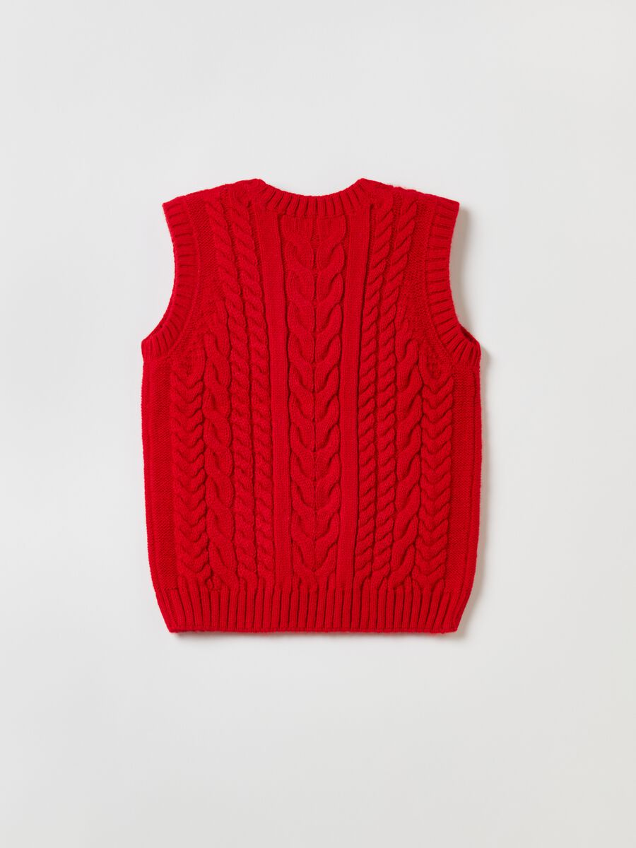 Knitted gilet with cable knit design_1