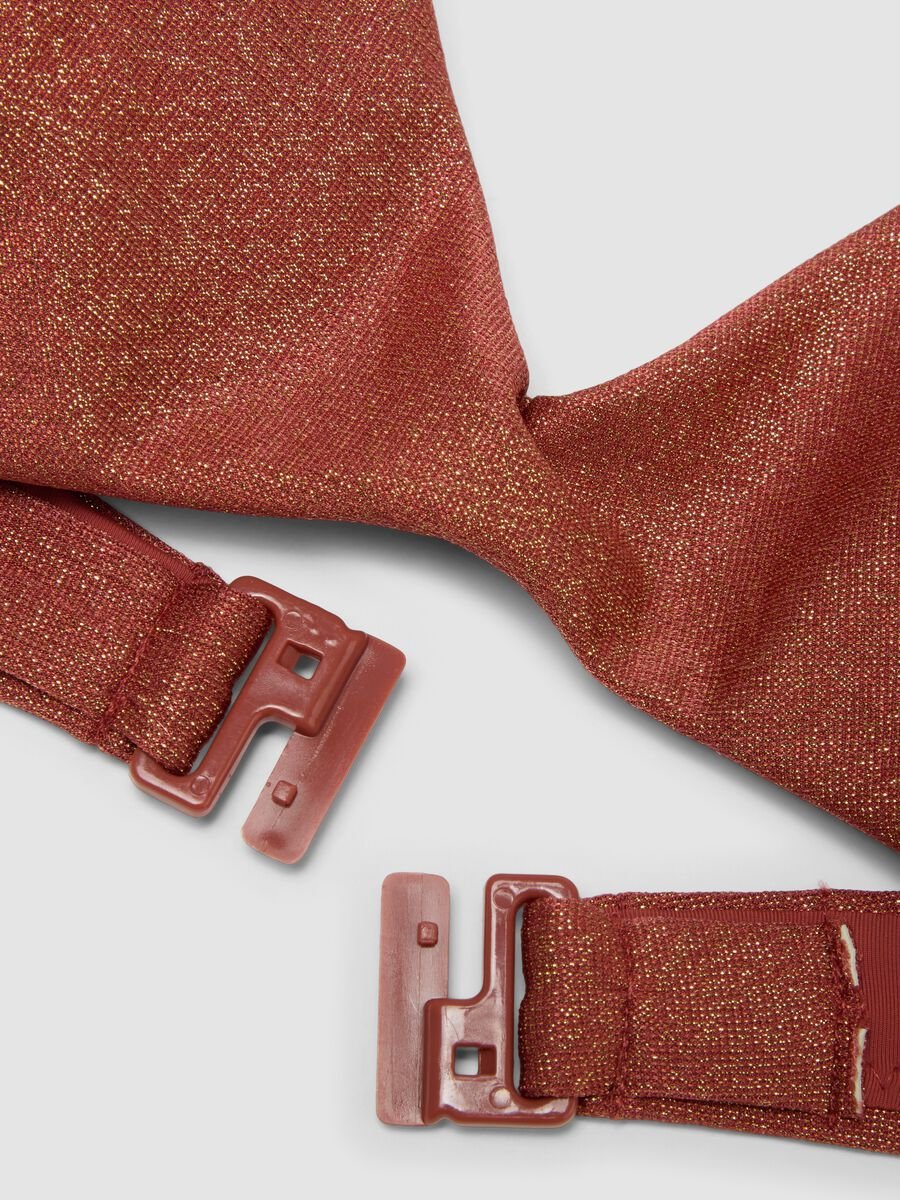 Braunes, elastisches Bikini-Top mit Polsterung und Glitzerstruktur_5