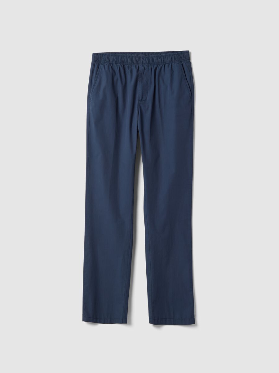 Pantaloni chino beige in puro cotone blu regular fit_0