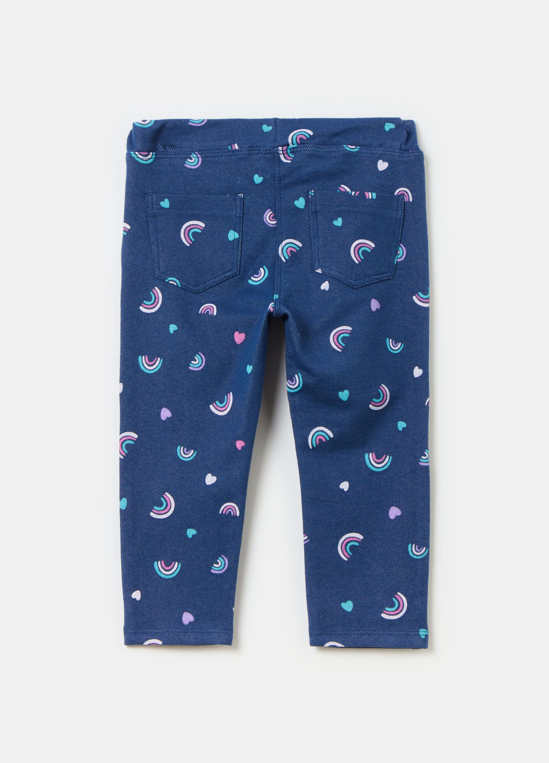 Jeggings with hearts and rainbows print