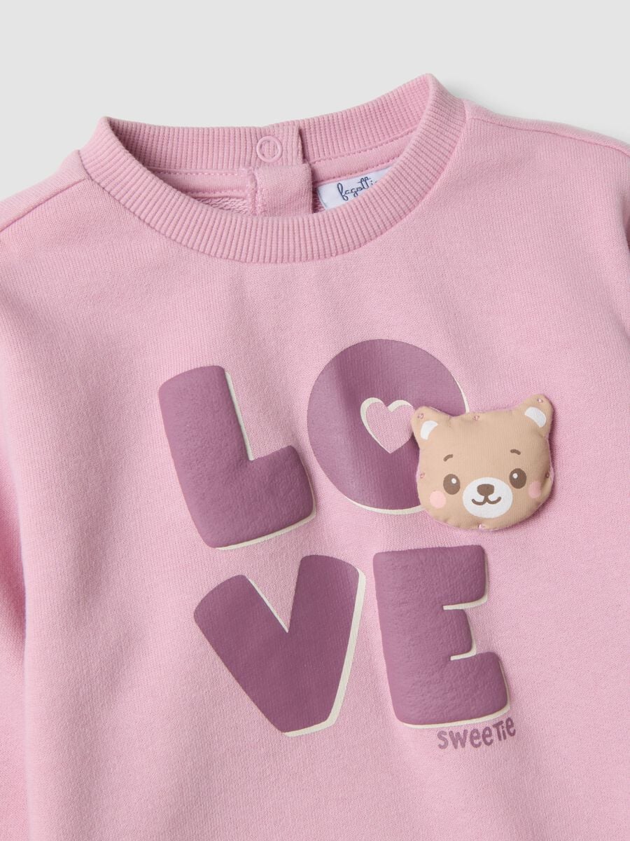 Conjunto de jogging rosa em puro algod&atilde;o com inscri&ccedil;&atilde;o "Love", corte oversized_2