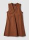 Brown pure cotton regular-fit mini dress with ruched V-neck_4