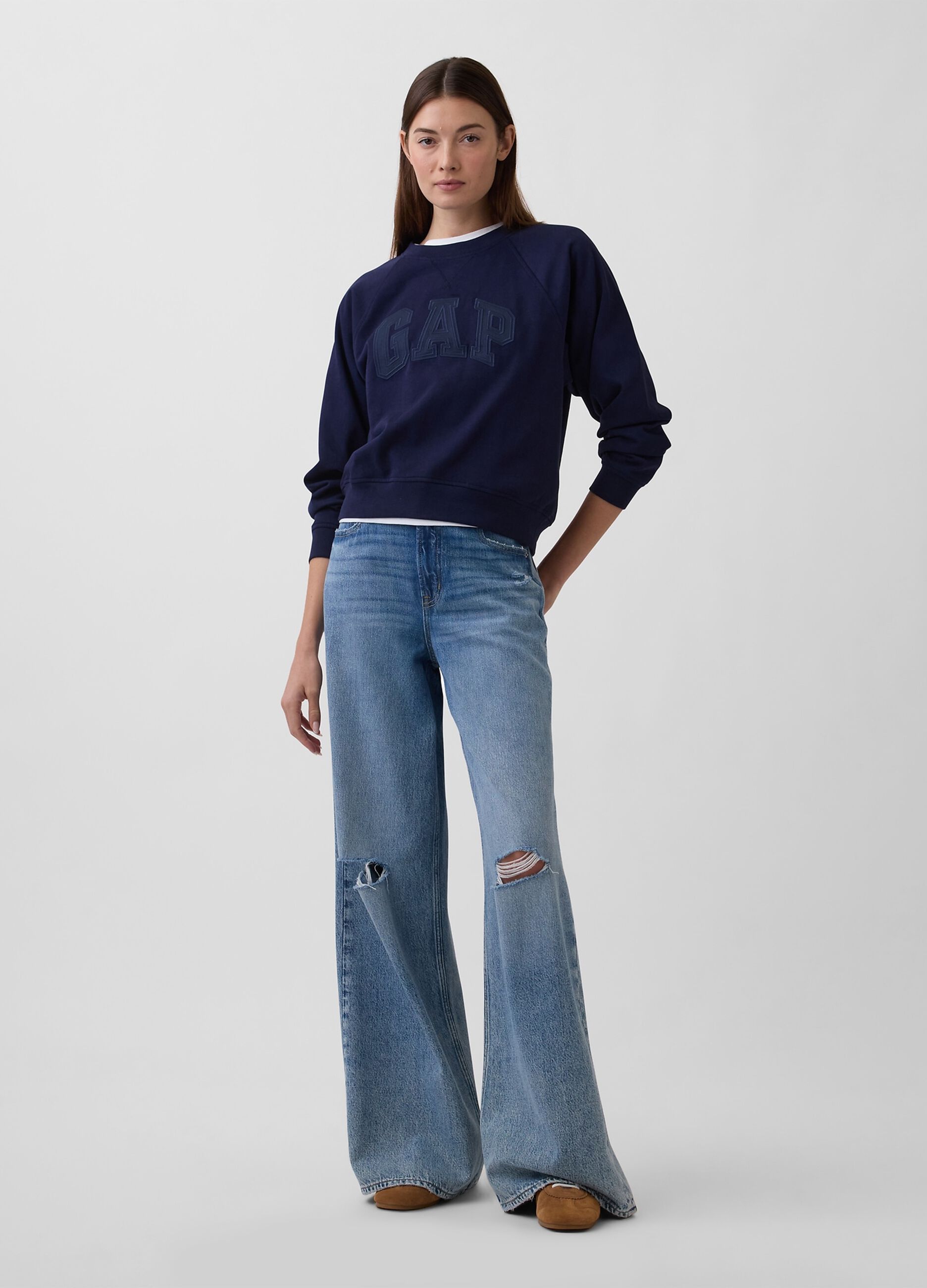 Sweatshirt aus Baumwollmix mit Rundhalsausschnitt