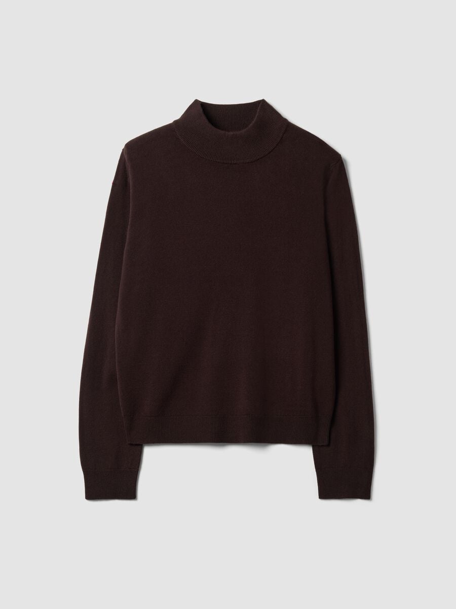 Braunes Longsleeve mit Stehkragen, Regular Fit_4