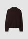 Brown long-sleeve top with raised neck, regular fit_4